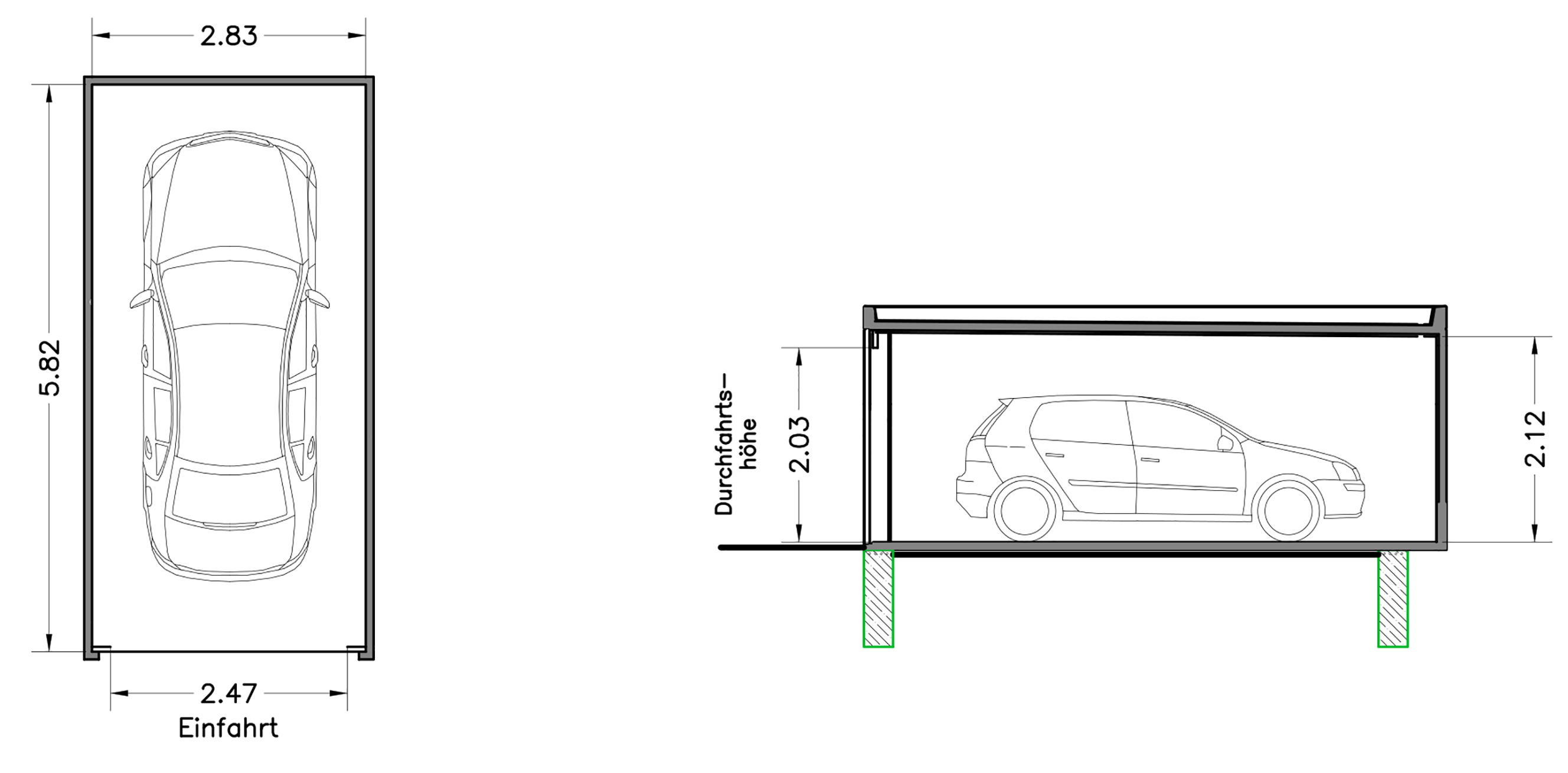Grundriss der Garagen 21 bis 30